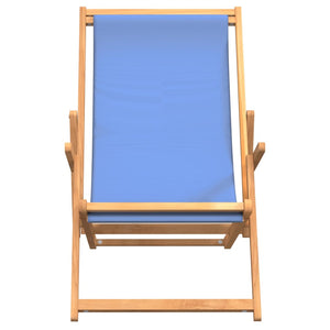 vidaXL Deck Chair Teak 22.1"x41.3"x37.8" Blue-26