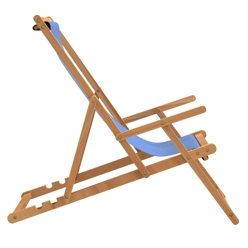 vidaXL Deck Chair Teak 22.1"x41.3"x37.8" Blue-32