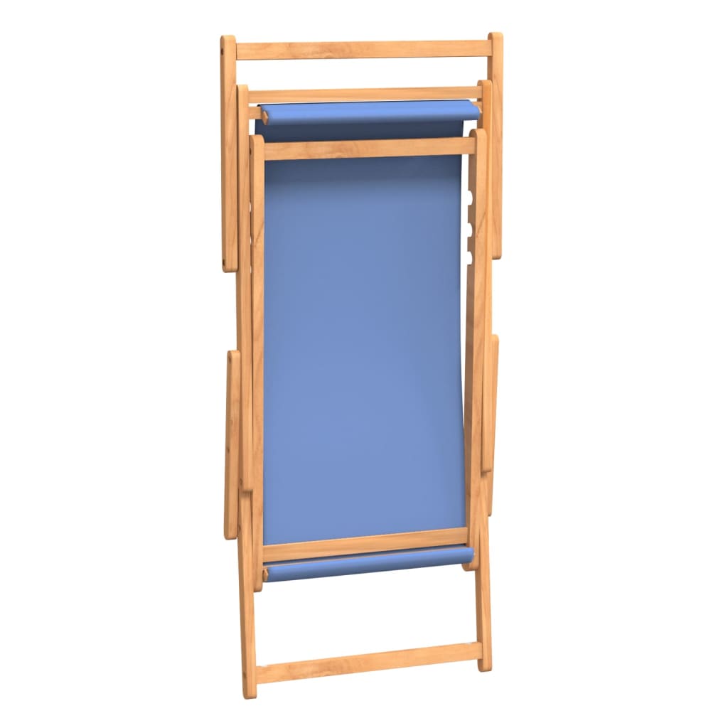 vidaXL Deck Chair Teak 22.1"x41.3"x37.8" Blue-44