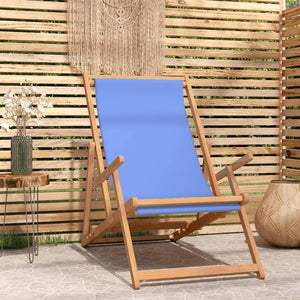 vidaXL Deck Chair Teak 22.1"x41.3"x37.8" Blue-20