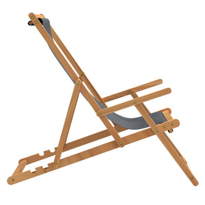 vidaXL Deck Chair Teak 22.1"x41.3"x37.8" Blue-29