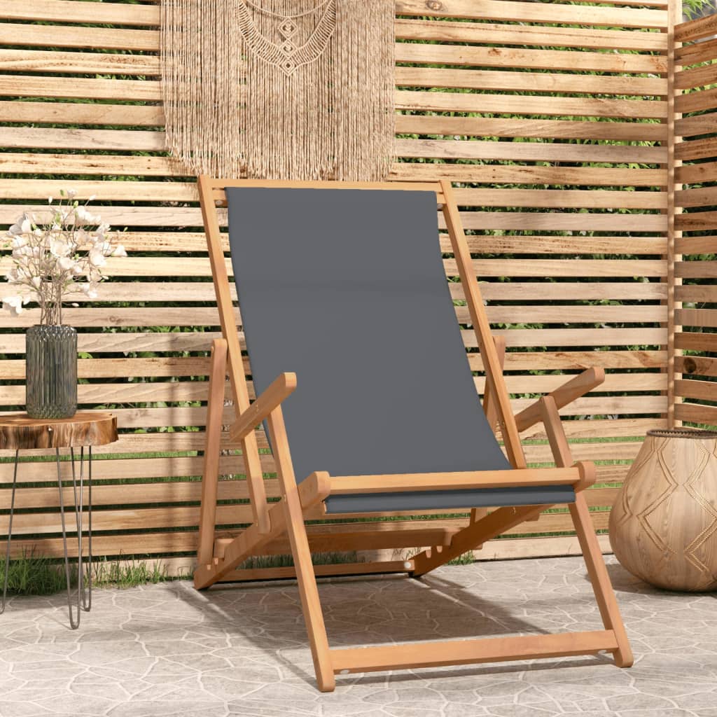 vidaXL Deck Chair Teak 22.1"x41.3"x37.8" Blue-17