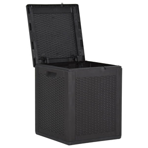 vidaXL Patio Storage Box 23.8 gal Black PP Rattan-1