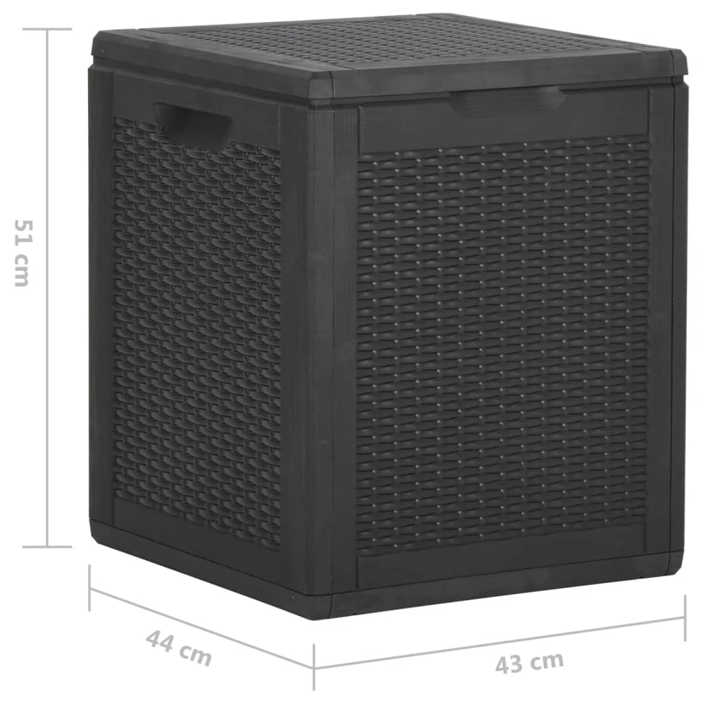 vidaXL Patio Storage Box 23.8 gal Black PP Rattan-5