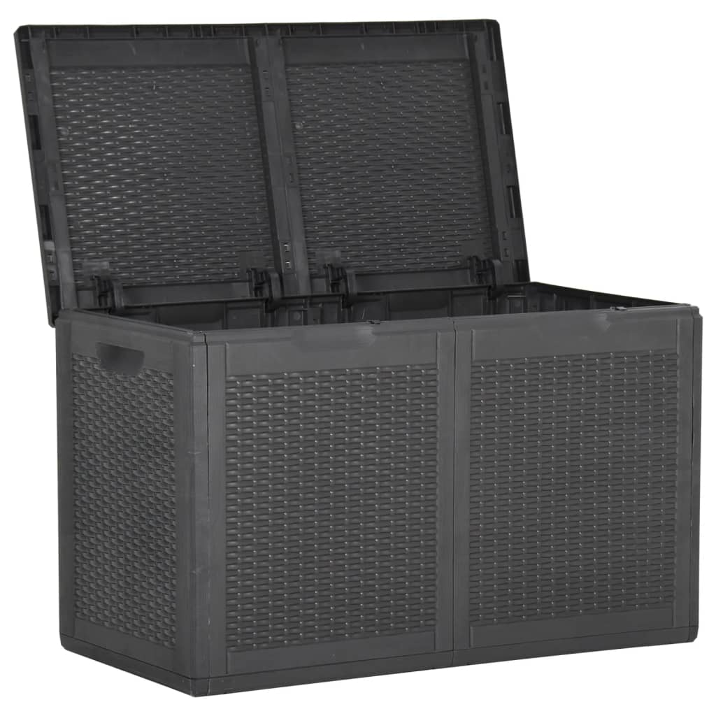 vidaXL Patio Storage Box 47.6 gal Black PP Rattan-0