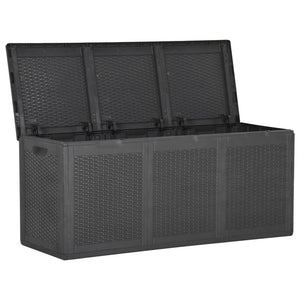 vidaXL Patio Storage Box 71.3 gal Black PP Rattan-5