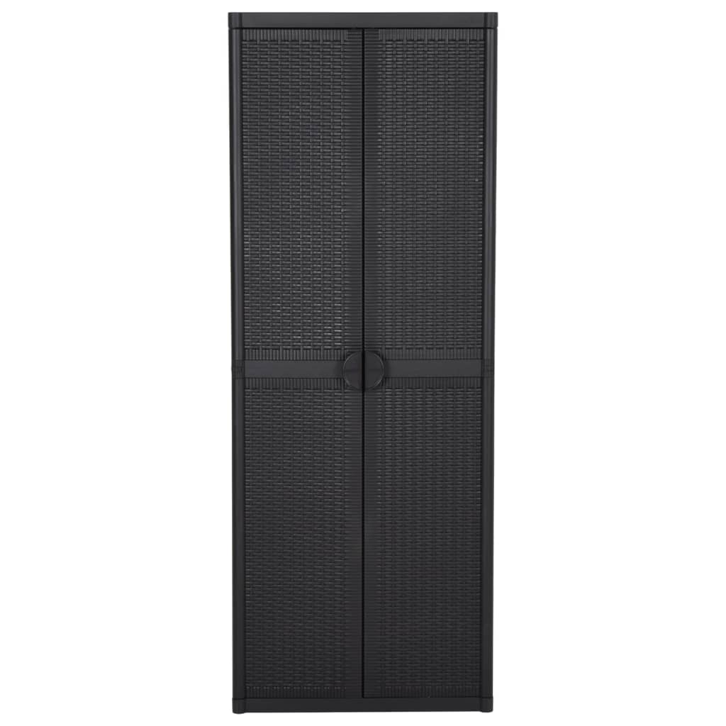 vidaXL Garden Storage Cabinet Black 25.6"x17.7"x67.7" PP Rattan-0