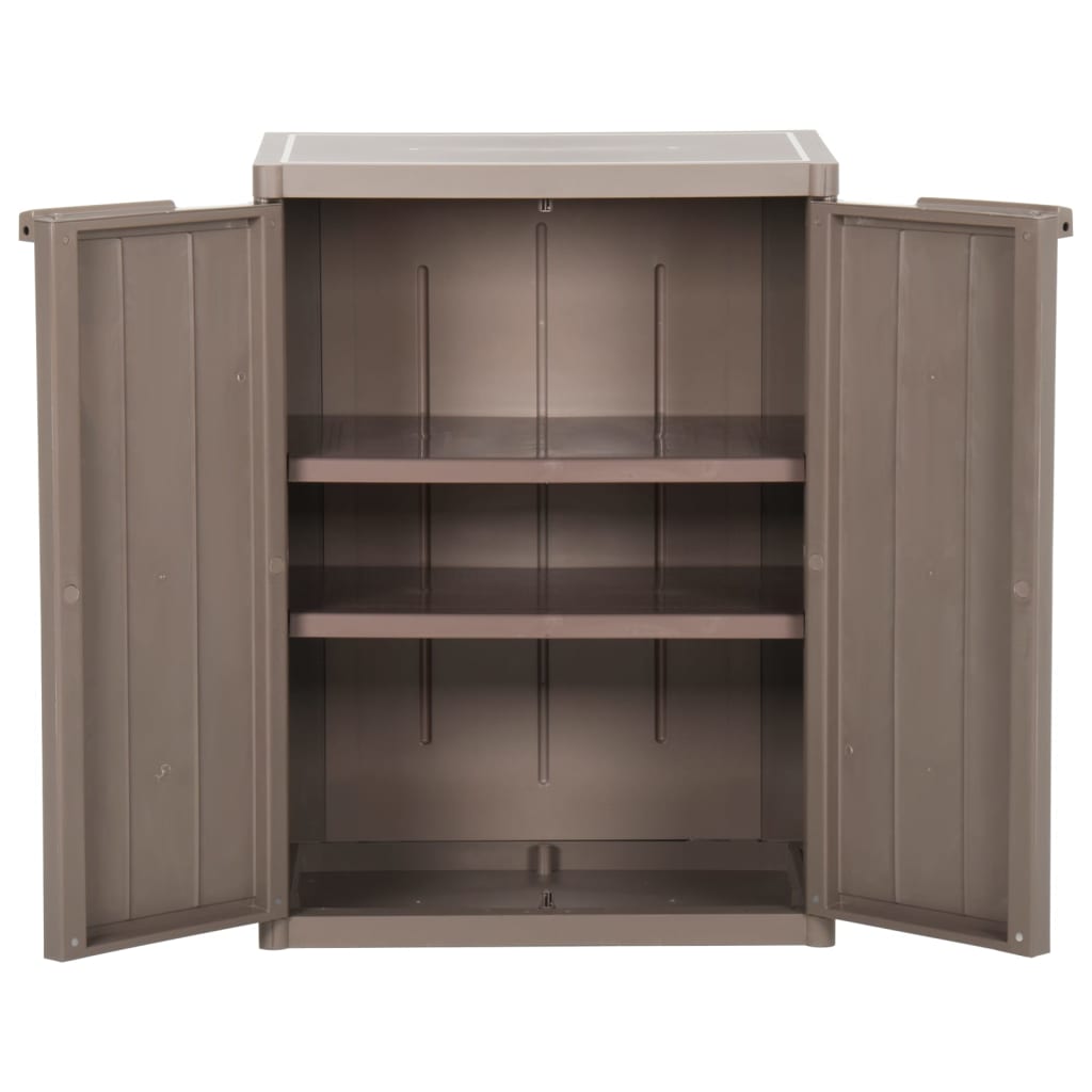 vidaXL Garden Storage Cabinet Brown 25.6"x17.7"x34.6" PP Wood Look-2