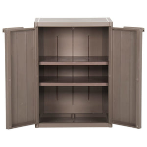 vidaXL Garden Storage Cabinet Brown 25.6"x17.7"x34.6" PP Wood Look-2