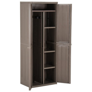 vidaXL Garden Storage Cabinet Brown 25.6"x17.7"x67.7" PP Wood Look-3