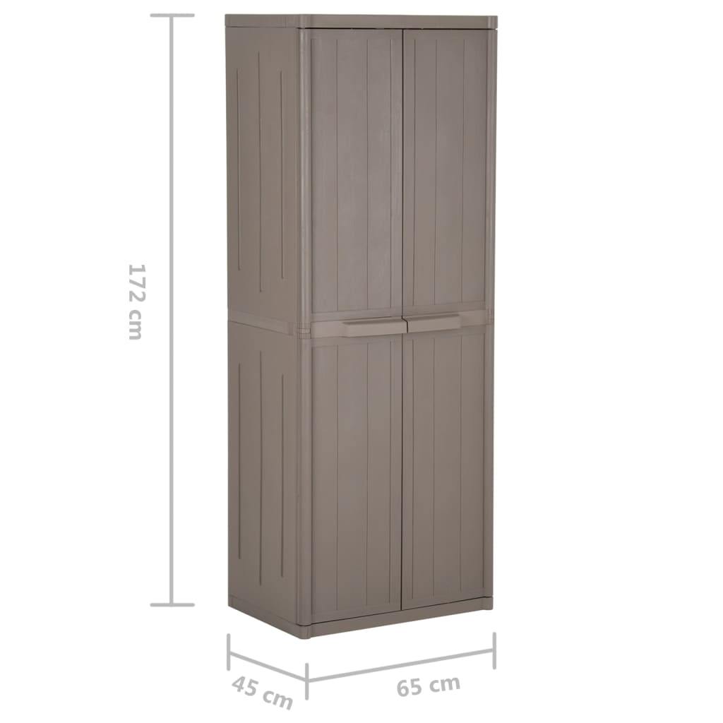 vidaXL Garden Storage Cabinet Brown 25.6"x17.7"x67.7" PP Wood Look-6