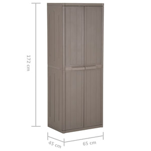 vidaXL Garden Storage Cabinet Brown 25.6"x17.7"x67.7" PP Wood Look-6