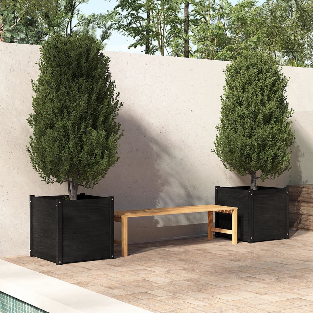 vidaXL Planter Decorative Outdoor Patio Plant Pot Flower Box Solid Wood Pine-14