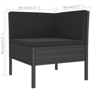 vidaXL 5 Piece Patio Lounge Set with Cushions Poly Rattan Black-4