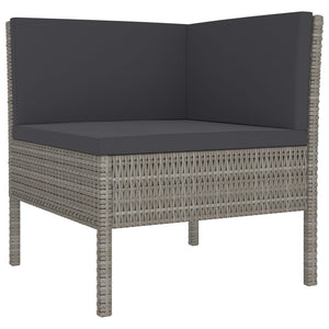 vidaXL 8 Piece Patio Lounge Set with Cushions Poly Rattan Gray-3