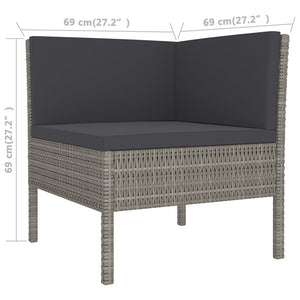 vidaXL 8 Piece Patio Lounge Set with Cushions Poly Rattan Gray-5