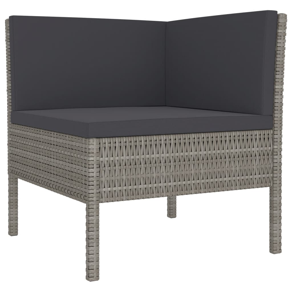 vidaXL 9 Piece Patio Lounge Set with Cushions Poly Rattan Gray-2