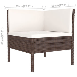 vidaXL 14 Piece Patio Lounge Set with Cushions Poly Rattan Brown-6