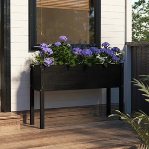 vidaXL Planter Outdoor Raised Garden Bed Flower Box with Legs Solid Wood Pine-12