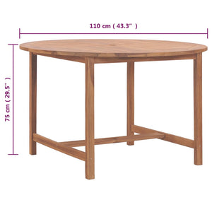 vidaXL Patio Dining Table Ø43.3"x29.5" Solid Wood Teak-4