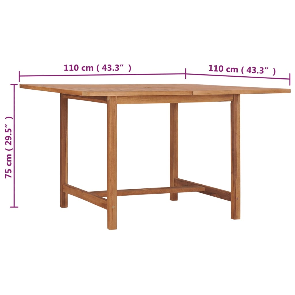 vidaXL Patio Dining Table 43.3"x43.3"x29.5" Solid Wood Teak-5