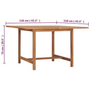 vidaXL Patio Dining Table 43.3"x43.3"x29.5" Solid Wood Teak-5