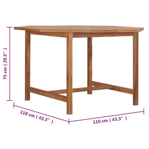 vidaXL Patio Dining Table 43.3"x43.3"x29.5" Solid Wood Teak-6