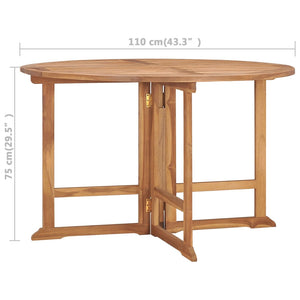 vidaXL Folding Patio Dining Table Ø43.3"x29.5" Solid Wood Teak-5