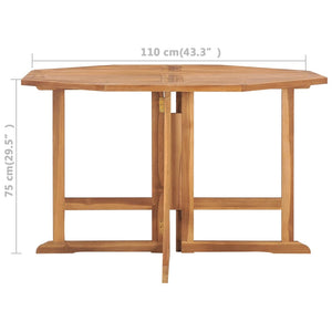 vidaXL Folding Patio Dining Table 43.3"x43.3"x29.5" Solid Wood Teak-5