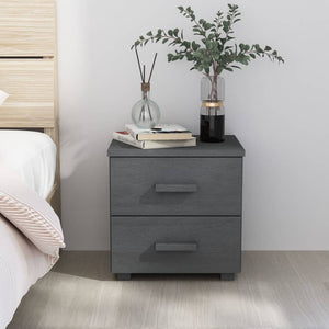 vidaXL Nightstand Storage Bedside Table with 2 Drawers HAMAR Solid Pinewood-36