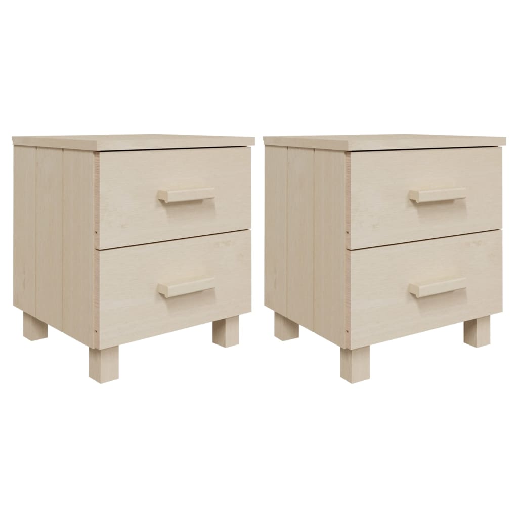 vidaXL Nightstand Storage Bedside Table with 2 Drawers HAMAR Solid Pinewood-50