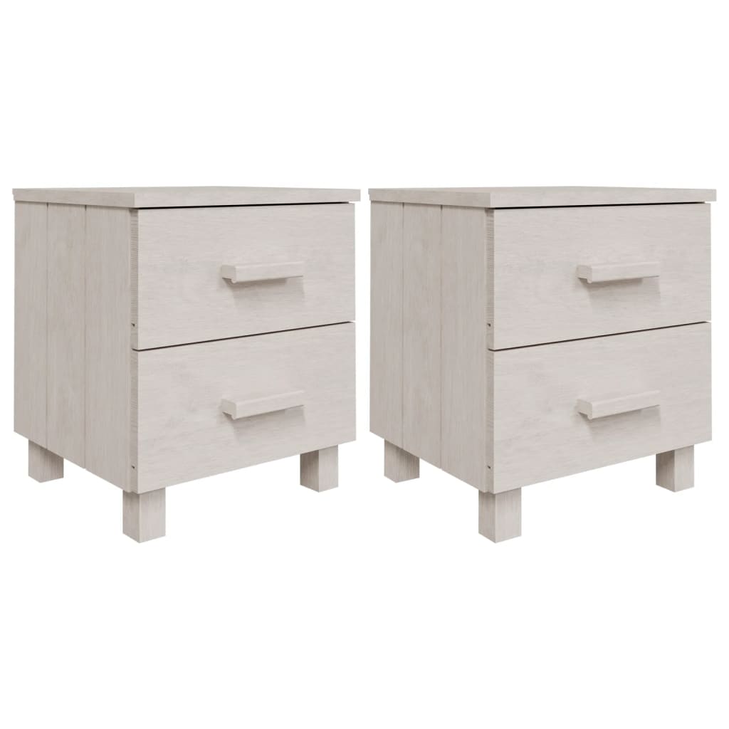 vidaXL Nightstand Storage Bedside Table with 2 Drawers HAMAR Solid Pinewood-16