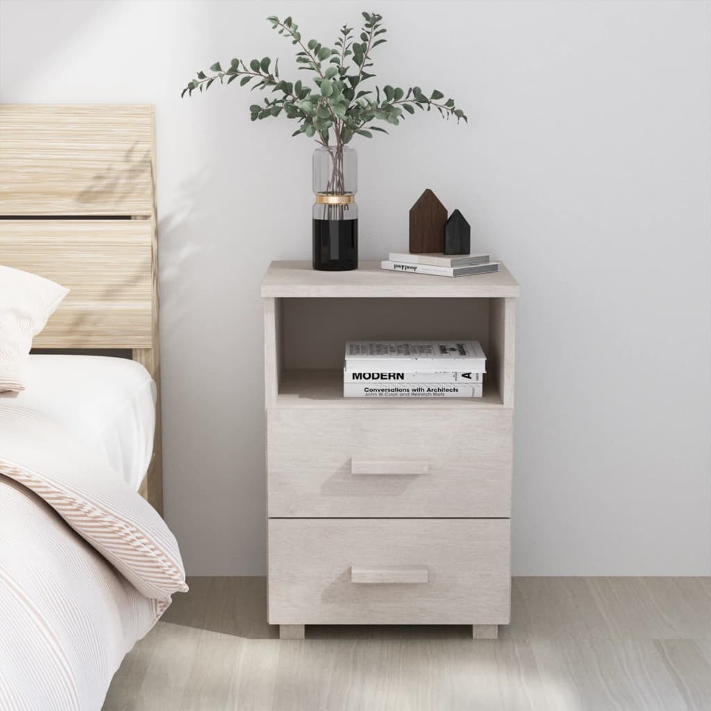 vidaXL Nightstand Storage Bedside Cabinet Nightstand with 2 Drawers Pine Wood-23