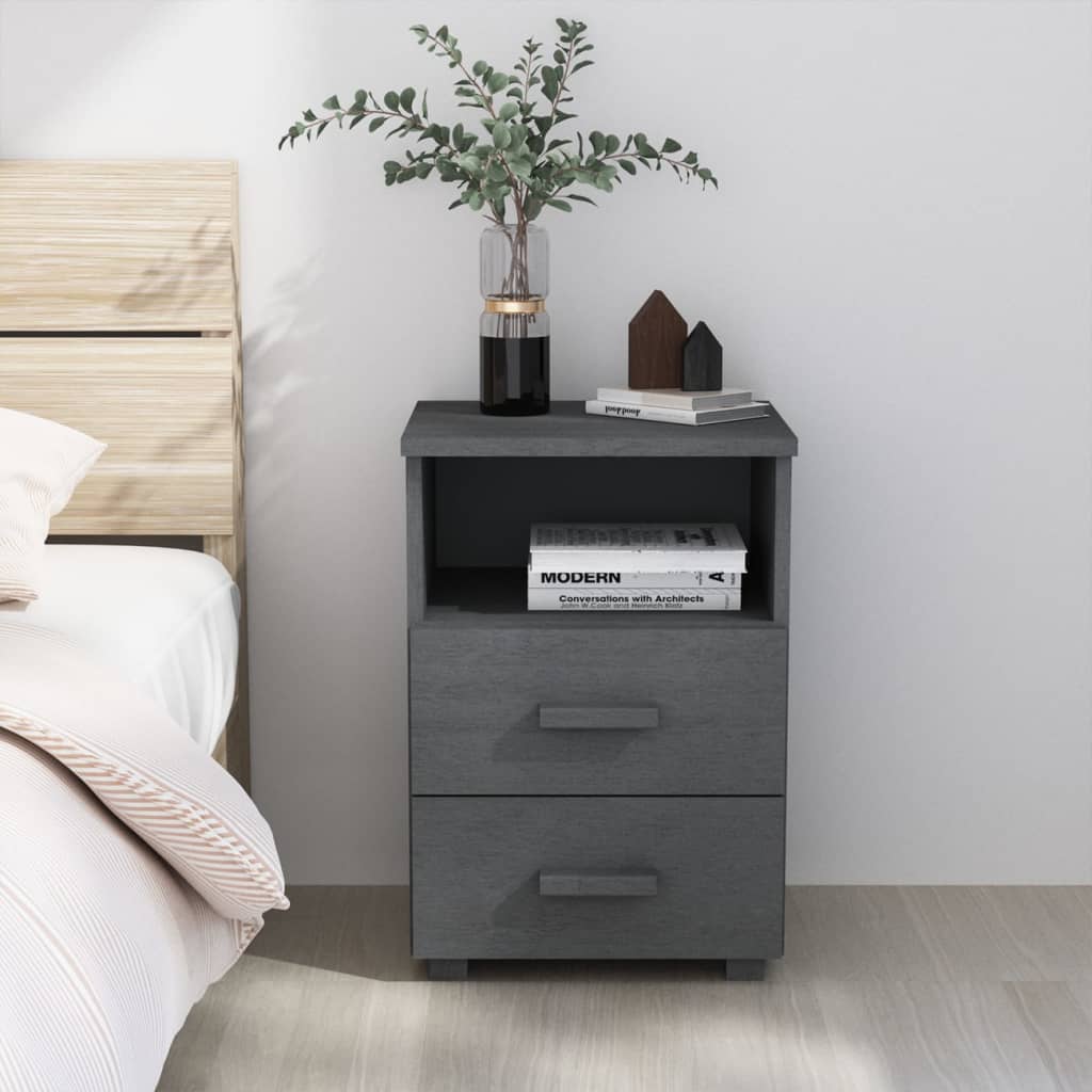 vidaXL Nightstand Storage Bedside Cabinet Nightstand with 2 Drawers Pine Wood-14