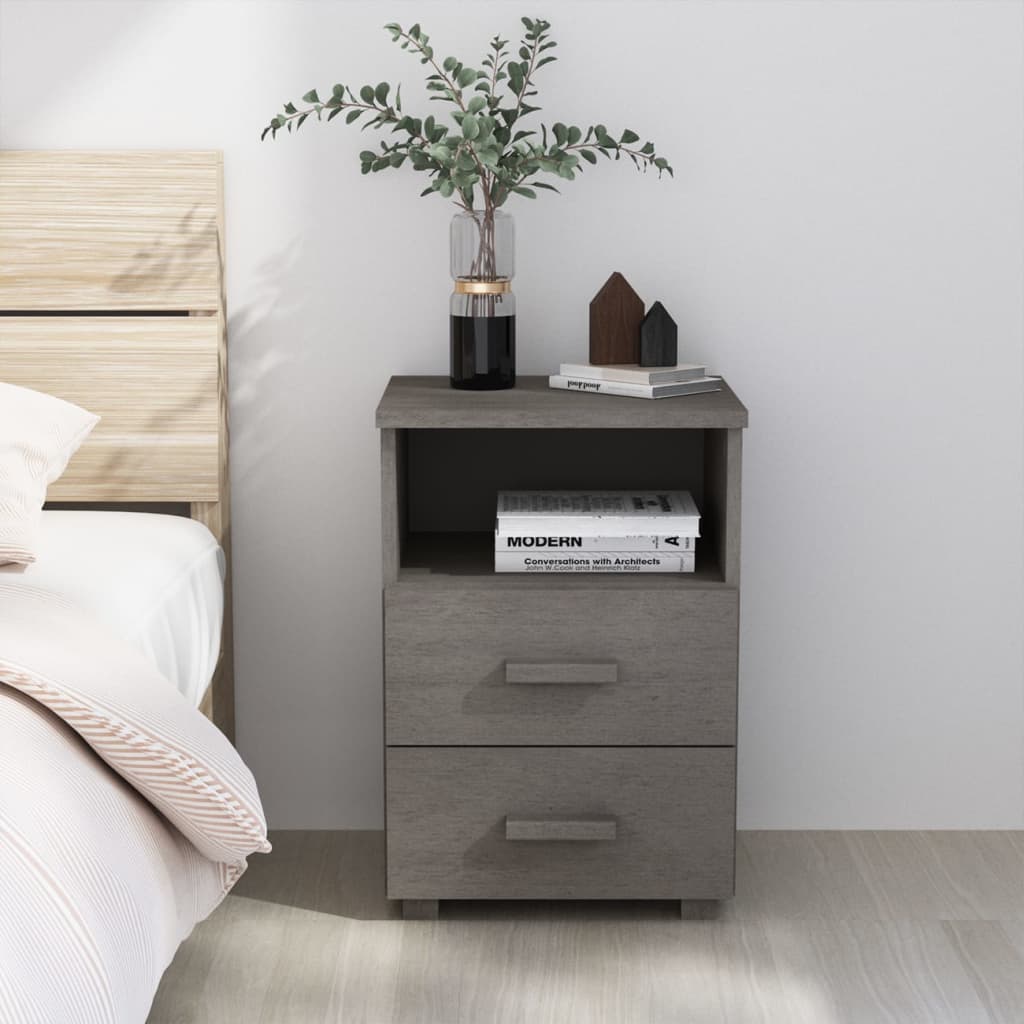 vidaXL Nightstand Storage Bedside Cabinet Nightstand with 2 Drawers Pine Wood-5