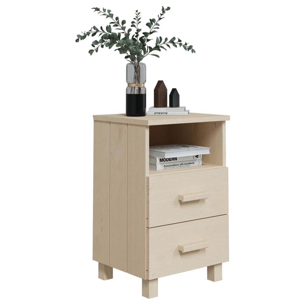 vidaXL Nightstand Storage Bedside Cabinet Nightstand with 2 Drawers Pine Wood-10