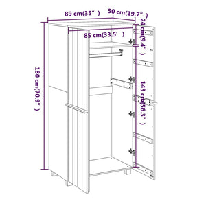 vidaXL Wardrobe Armoire Closet Storage Organizer Rack HAMAR Solid Wood Pine-24