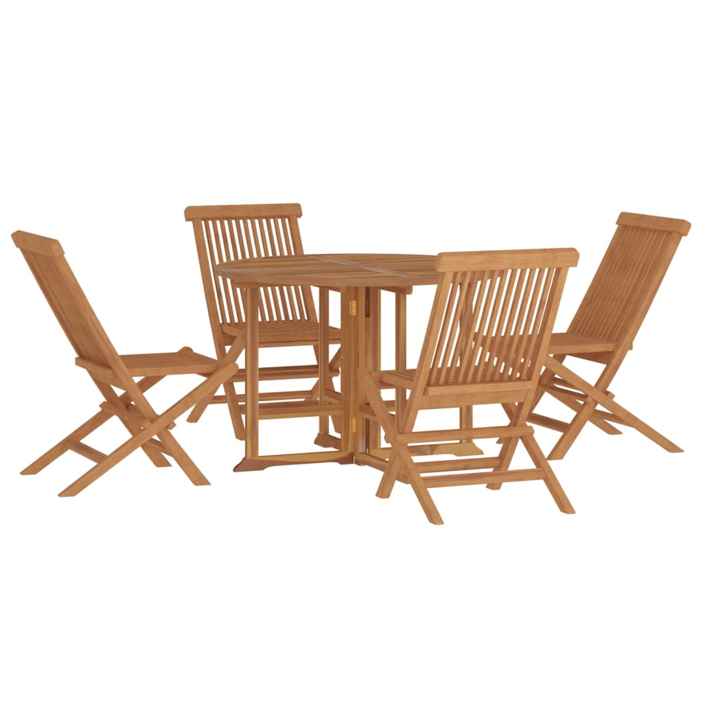 vidaXL 5 Piece Folding Patio Dining Set Solid Wood Teak-1