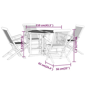 vidaXL 5 Piece Folding Patio Dining Set Solid Wood Teak-1