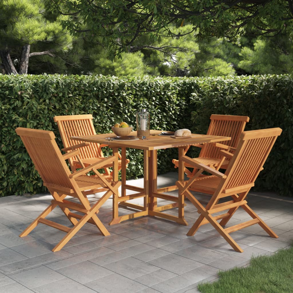 vidaXL 5 Piece Folding Patio Dining Set Solid Wood Teak-0