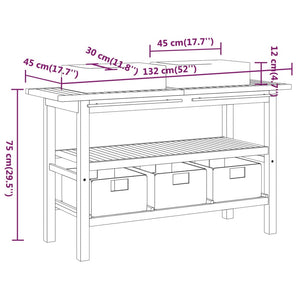 vidaXL Bathroom Vanity Cabinet with Black Marble Sinks Solid Wood Teak-4