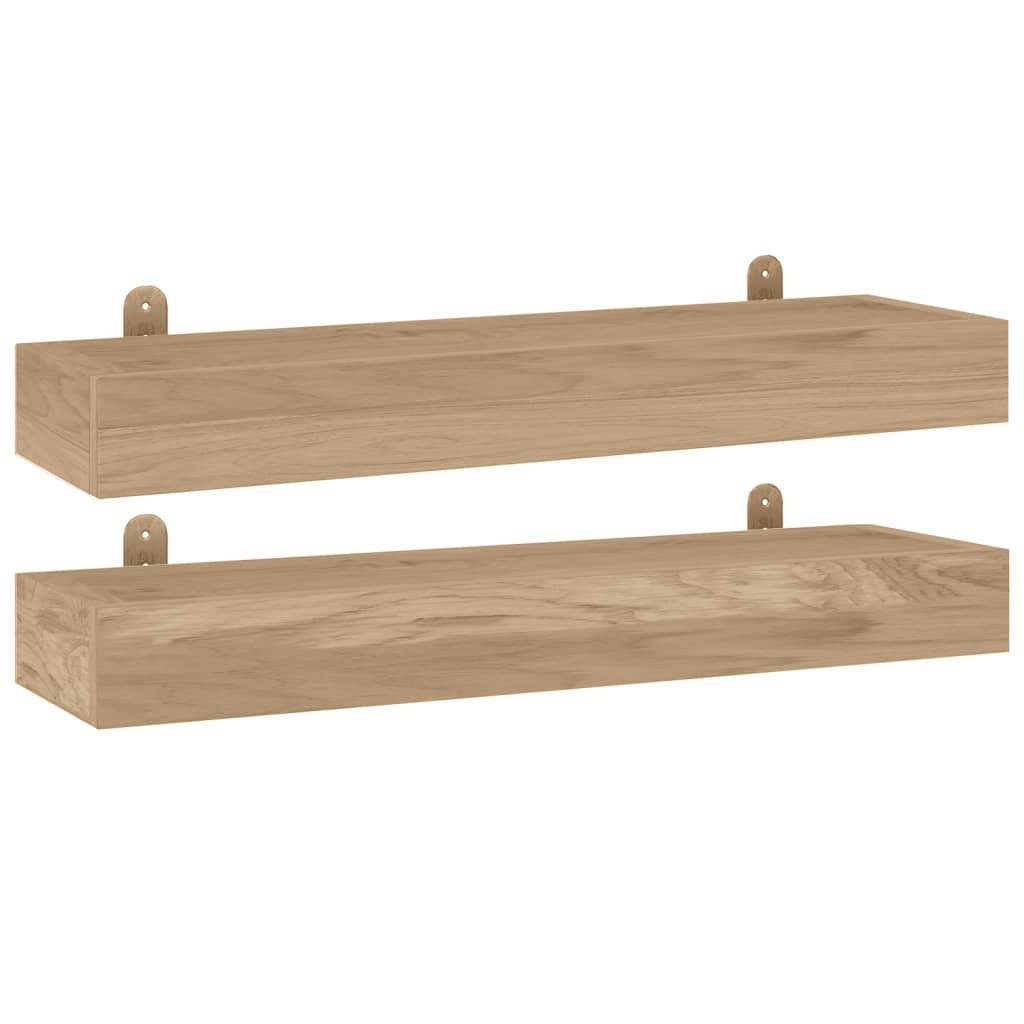 vidaXL Wall Shelves Storage Display Shelf for Bathroom 2 Pcs Solid Wood Teak-0