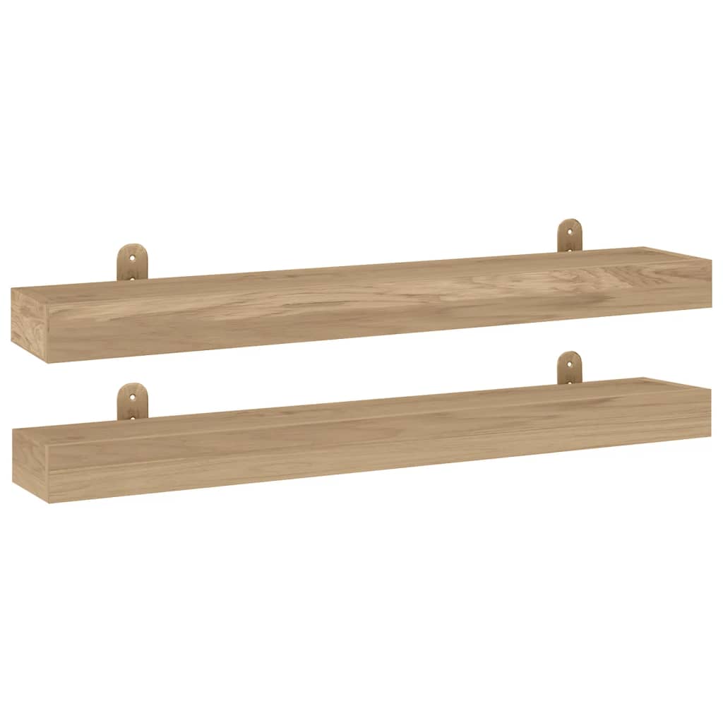 vidaXL Wall Shelves Storage Display Shelf for Bathroom 2 Pcs Solid Wood Teak-34