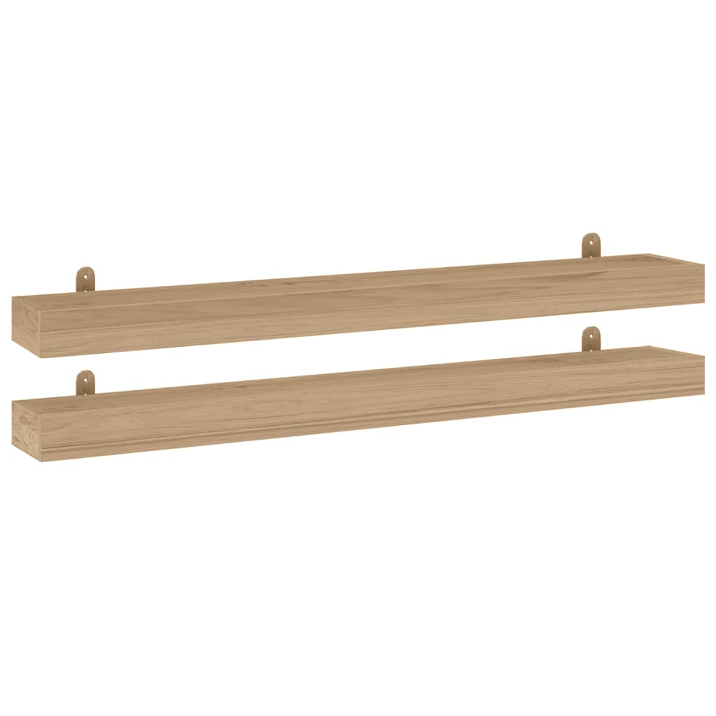 vidaXL Wall Shelves Storage Display Shelf for Bathroom 2 Pcs Solid Wood Teak-33