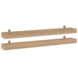 vidaXL Wall Shelves Storage Display Shelf for Bathroom 2 Pcs Solid Wood Teak-33