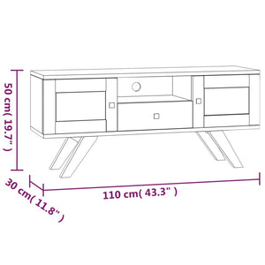 vidaXL TV Stand 43.3"x11.8"x19.7" Solid Wood Teak-6