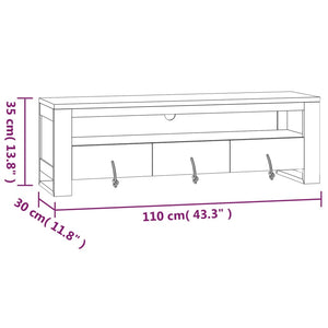 vidaXL TV Stand 43.3"x11.8"x13.8" Solid Wood Teak-6