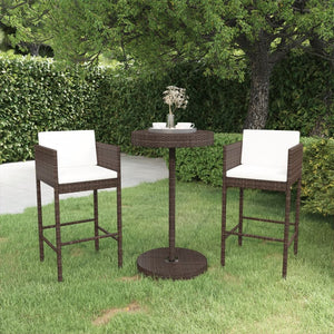 vidaXL Patio Bar Set with Cushions Poly Rattan Seat 3/5 Piece Multi Colors-0