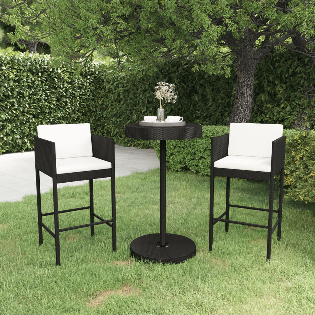 vidaXL Patio Bar Set with Cushions Poly Rattan Seat 3/5 Piece Multi Colors-12