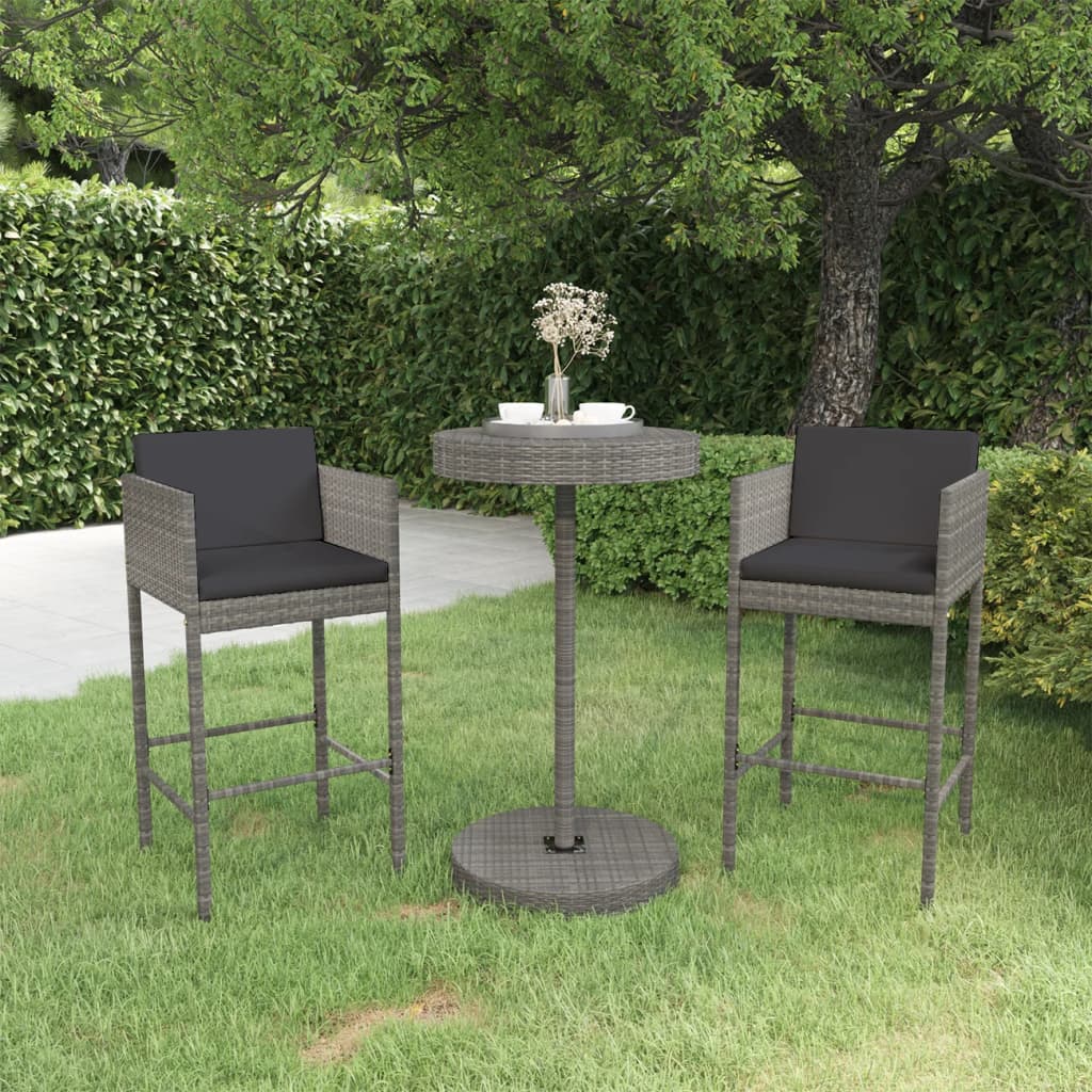 vidaXL Patio Bar Set with Cushions Poly Rattan Seat 3/5 Piece Multi Colors-24